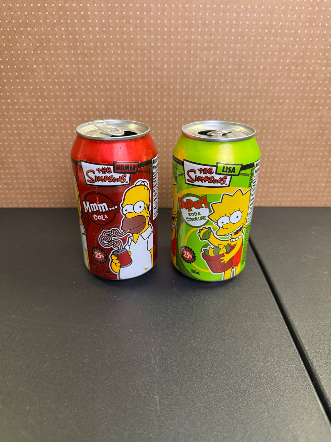 The Simpsons 2003 Cott Soda Canada 2Cans 12oz Lisa and Homer